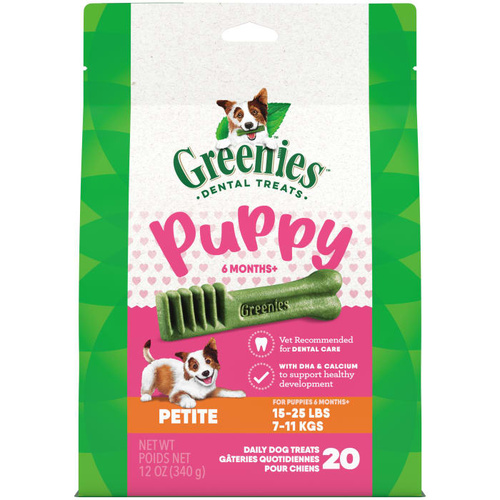 Greenies Puppy 6+ Months Dental Dog Treats Original Petite 20 Pack 340g