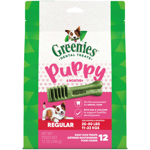 Greenies Puppy 6+ Months Dental Dog Treats Original Regular 12 Pack 340g