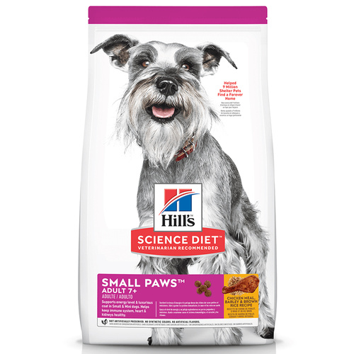 Hills Adult 7+ Small Paws Dry Dog Food Chicken Meal Barley & Brown Rice 1.5kg