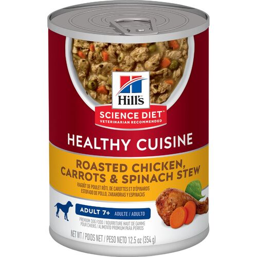 Hills Adult 7+ Healthy Cuisine Wet Dog Food Chicken Carrots & Spinach Stew 354g