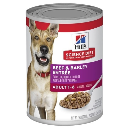 Hills Adult 1+ Wet Dog Food Beef & Barley Entrée 12 x 370g