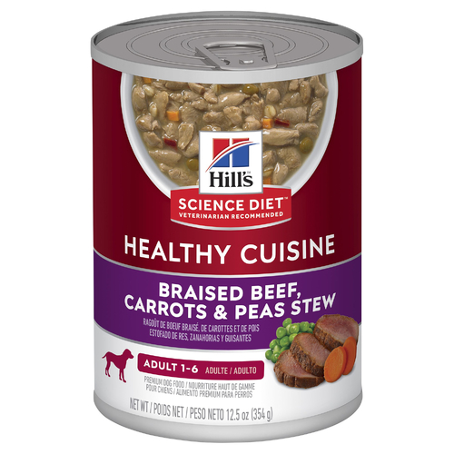 Hills Adult Dog Healthy Cusine Braised Beef, Carrots & Pea Stew 354g x 12