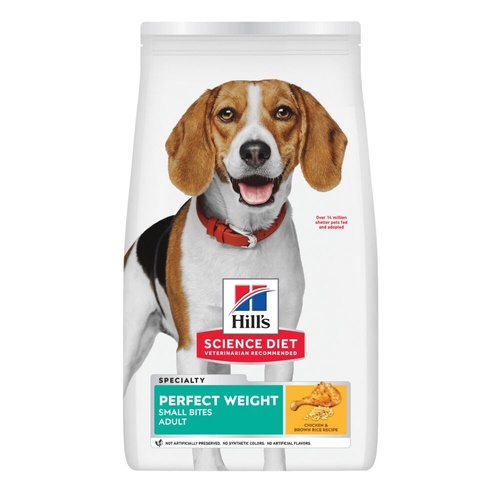 Hills Adult Perfect Weight Small Bites Dry Dog Food Chicken & Brown Rice Recipe 5.44kg