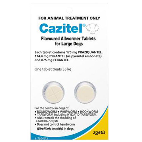 Cazitel Allwormer Tablets for Large Dogs 35kg 2 Pack 