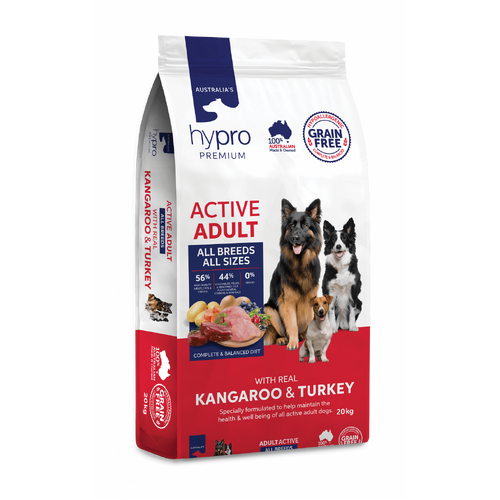 Hypro Premium Active Adult All Breeds Dry Dog Food Kangaroo & Turkey 20kg