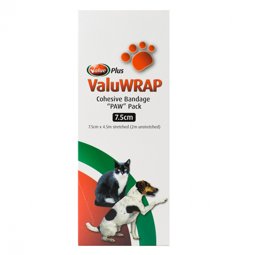 Valueplus Valuwrap Paw Pack Self Adherent Pet Bandage 7.5cm 