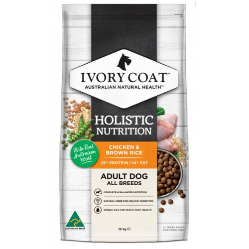 Ivory Coat Adult All Breeds Dry Dog Food Chicken & Brown Rice 15kg