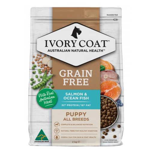 Ivory Coat All Breeds Grain Free Dry Puppy Food Salmon & Ocean Fish 2kg