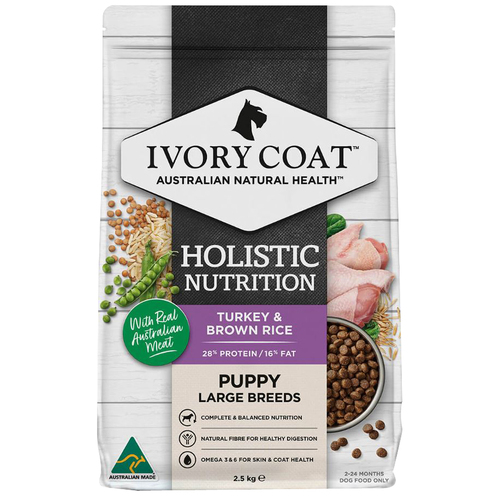 Ivory Coat Large Breed Dry Puppy Food Turkey & Brown Rice 15kg