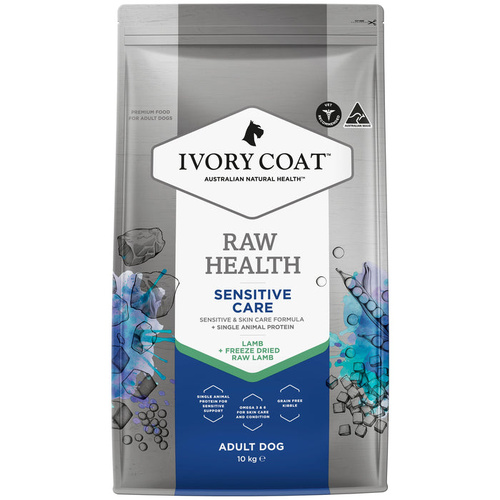 Ivory Coat Adult Raw Health Sensitive Care Dog Food Lamb + Raw Lamb 10kg