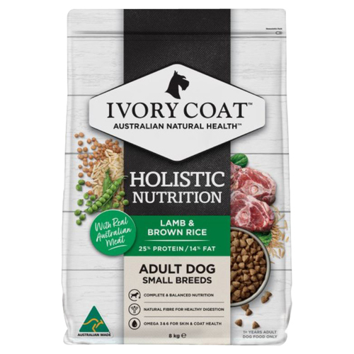 Ivory Coat Adult Small Breed Dry Dog Food Lamb & Brown Rice 8kg