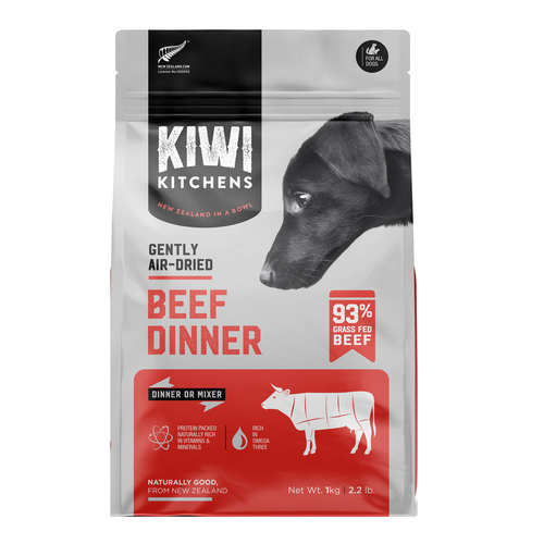 Kiwi Kitchens Gently Air-Dried Grass Fed Beef Dinner Dry Dog Food 1kg
