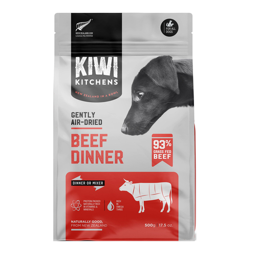 Kiwi Kitchens Gently Air-Dried Grass Fed Beef Dinner Dry Dog Food 500g