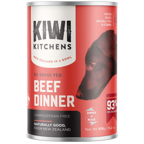 Kiwi Kitchens Grass Fed Canned Wet Dog Food Beef Dinner 9 x 375g