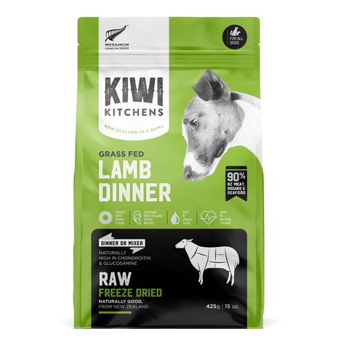 Kiwi Kitchens Raw Freeze Dried Grass Fed Lamb Dinner Dry Dog Food 425kg