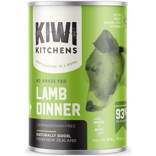 Kiwi Kitchens Grass Fed Canned Wet Dog Food Lamb Dinner 9 x 375g
