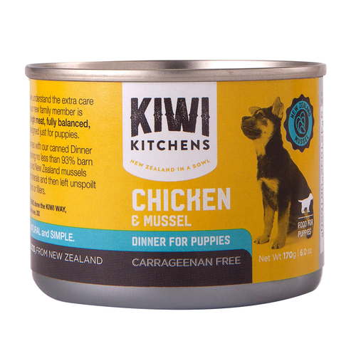 Kiwi Kitchens Chicken & Mussel Dinner Canned Food for Puppies 170g x 24