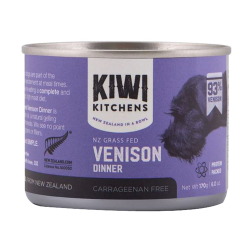 Kiwi Kitchens Grass Fed Venison Dinner Canned Wet Dog Food 170g x 24