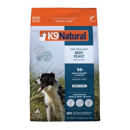 K9 Natural All Life Stages NZ Beef Feast Grain-Free Dry Dog Food 3.6kg