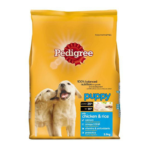 Pedigree Puppy Meaty Bites Growth & Development Dog Food Chicken w/ Rice 2.5kg