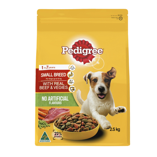 Pedigree Small Breed Meaty Bites Dry Dog Food w/ Real Beef & Vegies 2.5kg