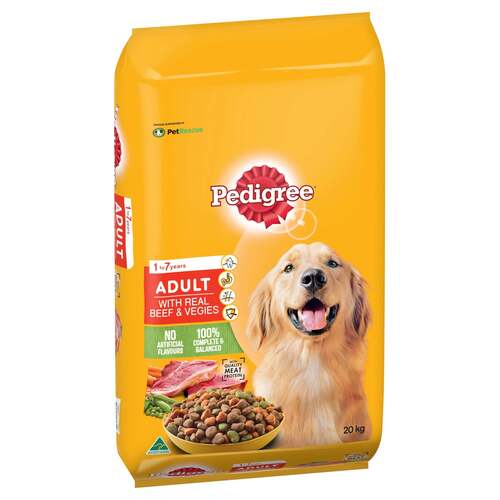 Pedigree Adult 1+ Meaty Bites Dry Dog Food w/ Real Beef & Vegies 20kg