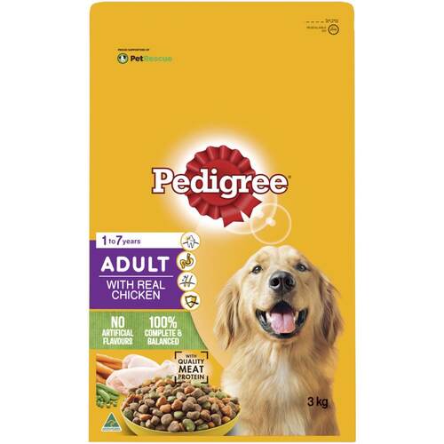 Pedigree Adult 1+ Meaty Bites Dry Dog Food with Real Chicken 3kg