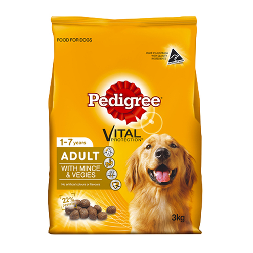 Pedigree Adult 1+ Meaty Bites Dry Dog Food with Mince & Vegies 3kg