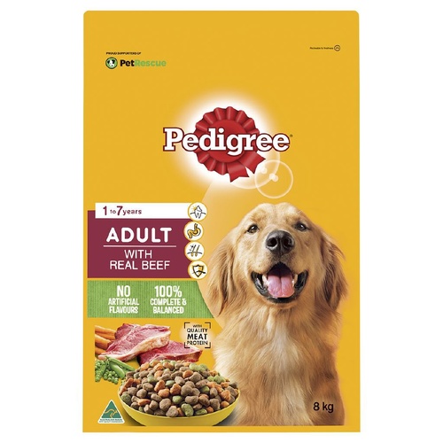 Pedigree Adult 1-7 Years Pet Dry Dog Food with Real Beef 8kg