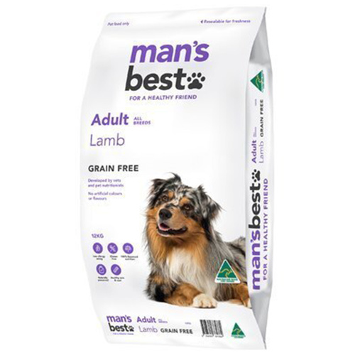 Mans Best Adult All Breeds Grain Free Dry Dog Food Lamb 12kg