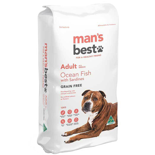 Mans Best Adult All Breeds Grain Free Dry Dog Food Ocean Fish 2kg
