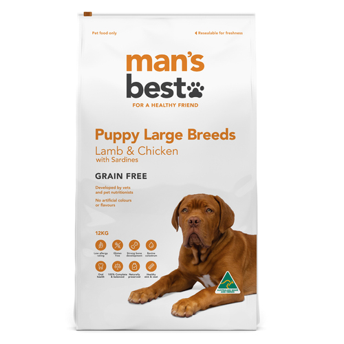 Mans Best Puppy Large Breeds Grain Free Dry Dog Food Lamb & Chicken 12kg