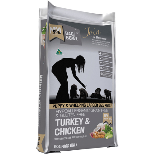 MFM Puppy & Larger Size Kibble Grain Free Turkey & Chicken Dog Food 9kg 