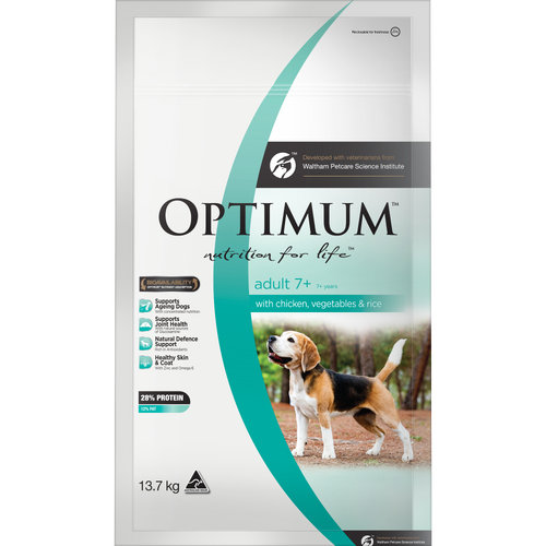 Optimum Adult 7+ Dry Dog Food with Chicken Vegetable & Rice 13.7kg