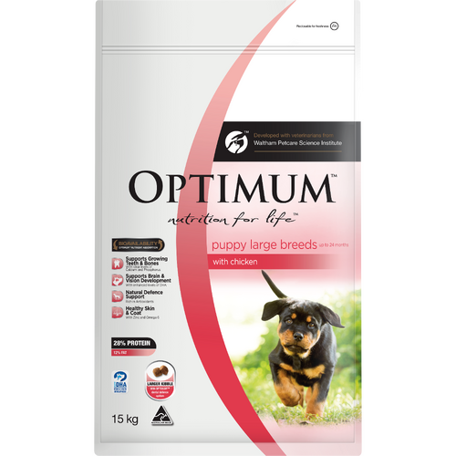 Optimum Puppy Large Breeds Up to 24 Months Dry Dog Food w/ Chicken 15kg