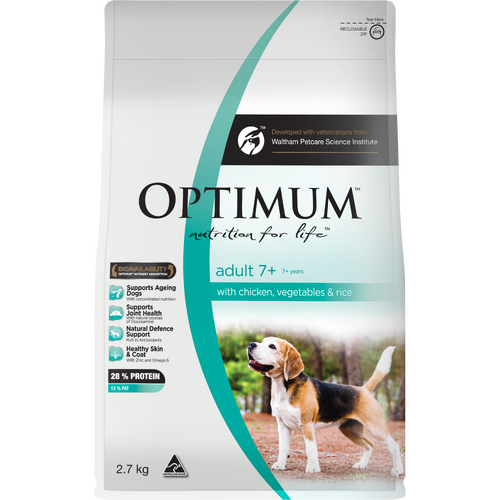 Optimum Adult 7+ Dry Dog Food with Chicken Vegetable & Rice 2.7kg