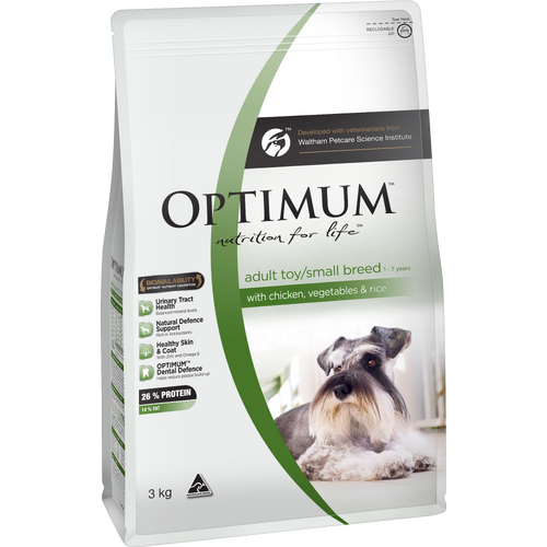 Optimum Adult Toy/Small Breed Dry Dog Food Chicken Vegetables & Rice 3kg