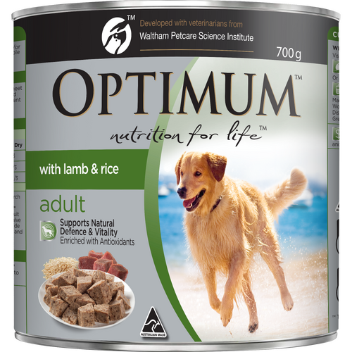Optimum All Breed Wet Adult Dog Food Lamb & Rice 700g x 12 