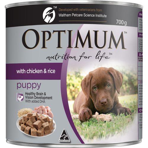 Optimum All Breed Wet Puppy Food Chicken & Rice 700g x 12 