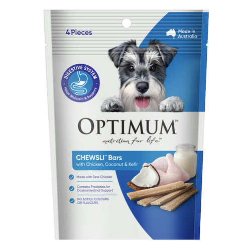 Optimum Chewsli Bars w/ Chicken Coconut & Kefir Digestive Support Dog Food 4pcs