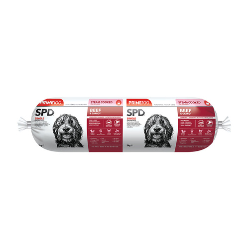 (PICK UP ONLY) Prime 100 SPD Steam Cooked Pet Dog Food Beef & Carrot Roll 2kg