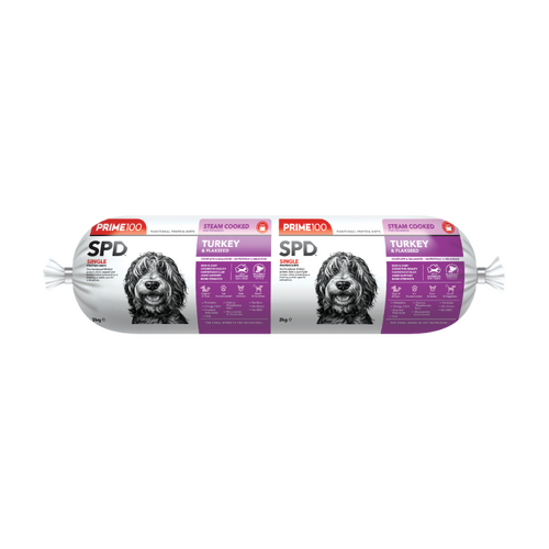 (PICK UP ONLY) Prime 100 SPD Dog Food Turkey & Flaxseed Roll 2kg