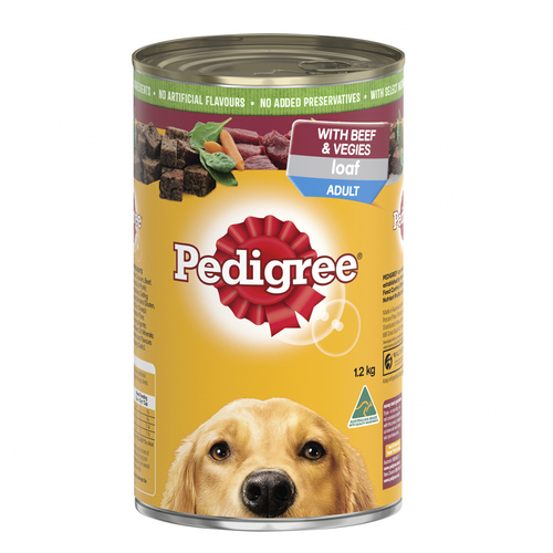 Pedigree Pal Adult Wet Dog Food Loaf w/ Beef & Vegies 12 x 1.2kg