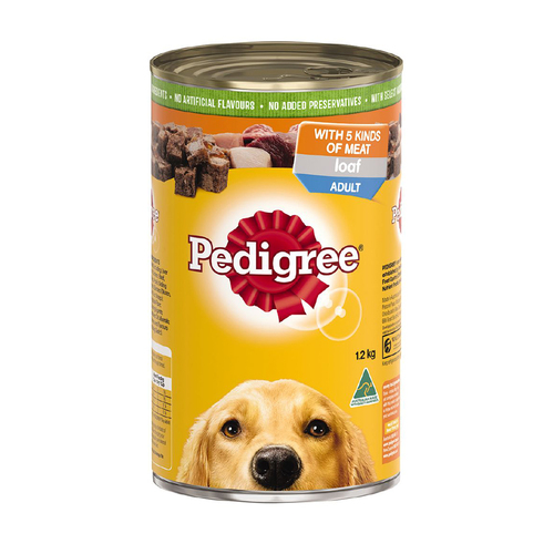 Pedigree Adult Canned Dog Food Loaf with 5 Kinds Of Meat 12 x 1.2kg
