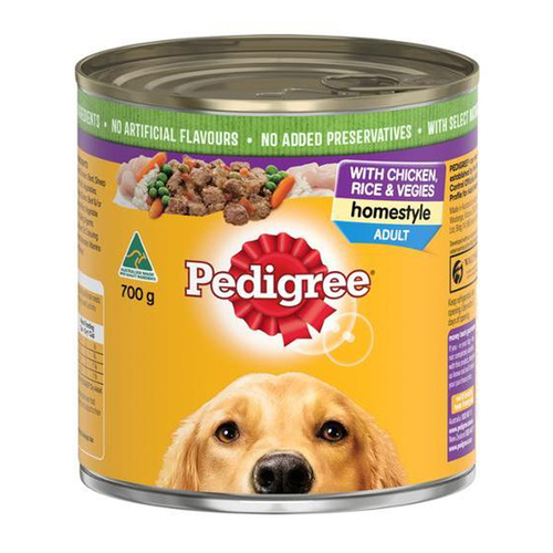 Pedigree Adult Canned Dog Food Homestyle with Chicken Rice & Vegies 12 x 700g