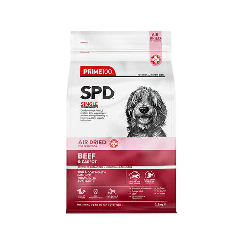 Prime 100 SPD Air Dried Dog Food Meal Topper Beef & Carrot 2.2kg