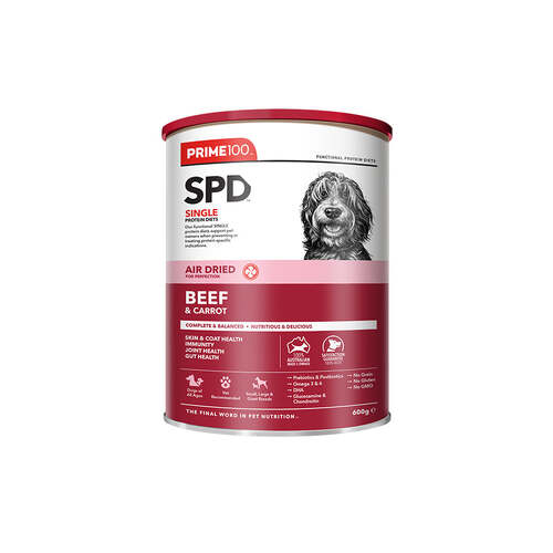Prime 100 SPD Air Dried Dog Food Meal Topper Beef & Carrot 600g