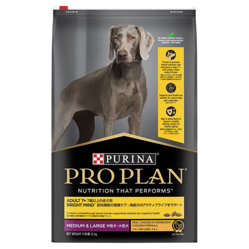 Pro Plan Adult 7+ Medium & Large Breed Bright Mind Dry Dog Food Chicken 12kg