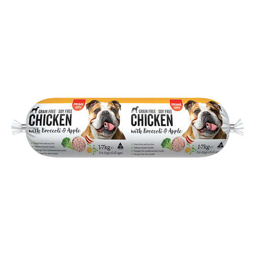 (PICK UP ONLY) Prime Pantry Cooked Roll Dog Food Chicken Broccoli & Apple 1.7kg