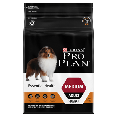 Pro Plan Adult Medium Breed Essential Health Dry Dog Food Chicken 2.5kg